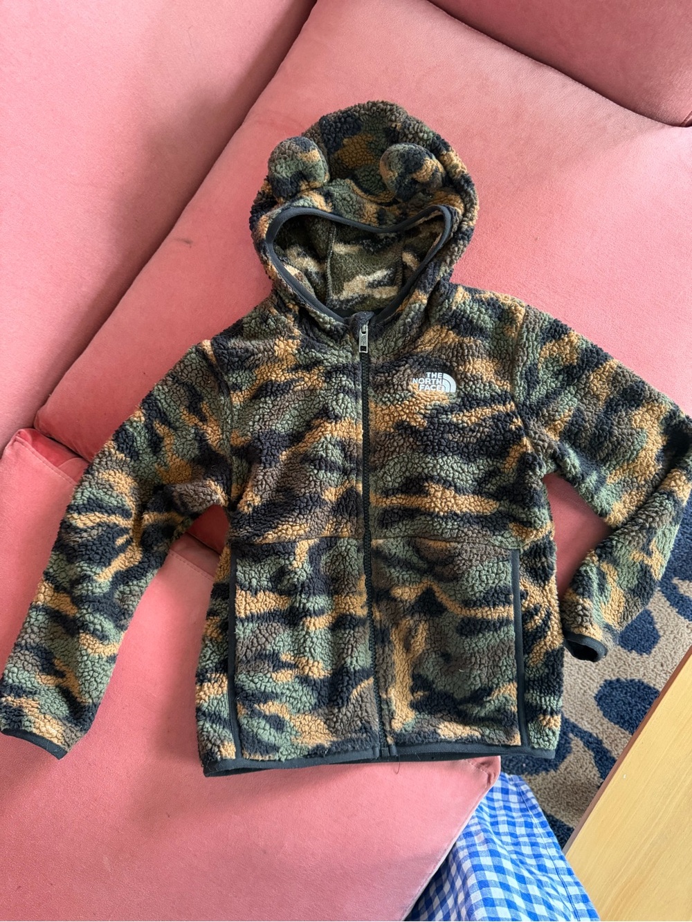 The North Face Kids' Camo Sherpa Hoodie bear ears size 7y